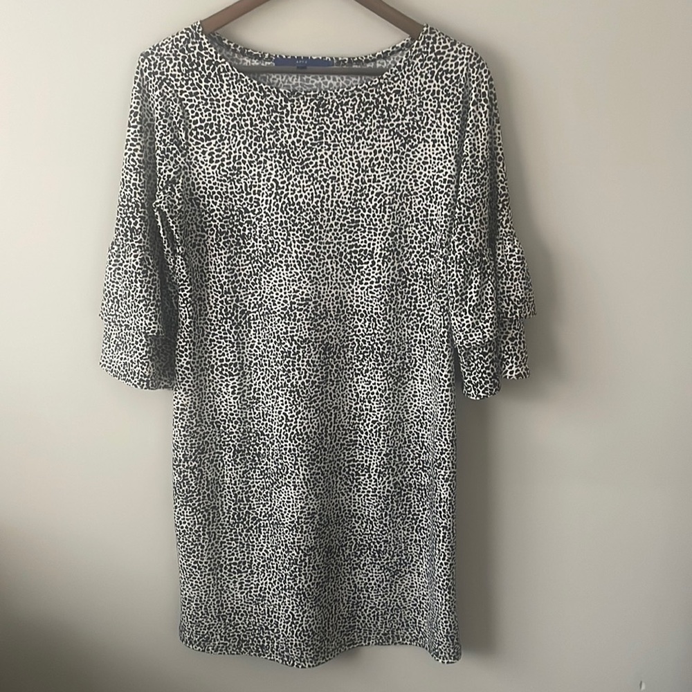 Black and white leopard/cheetah  stretchy dress- Travel Dress
